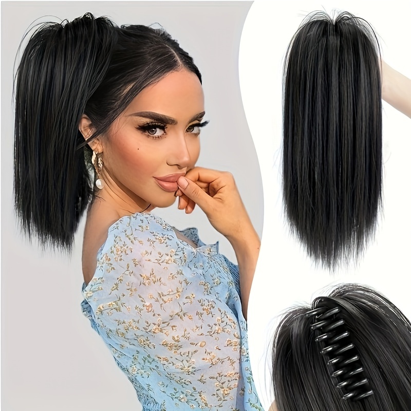 

1pc Messy Bun Hair Piece Claw Clip Hair Bun Wavy Straight Hair Bun Extensions Tousled Updo Hair Buns Claw Clip Ponytail Hairpieces Synthetic Wig For Women 14 Inch Hair Accessories