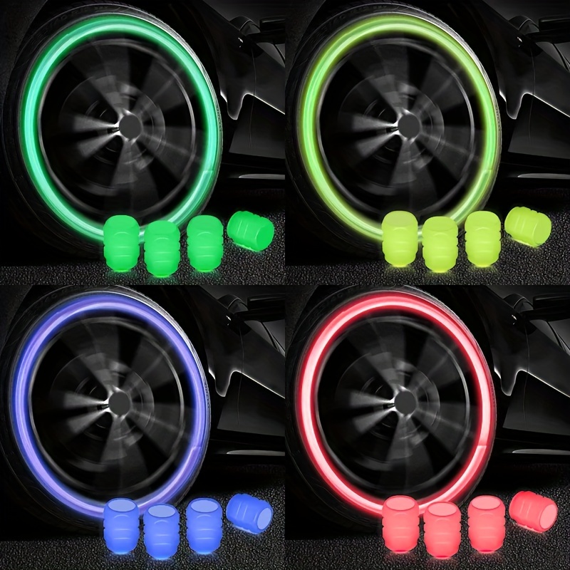 Bouchons de Valve de pneu fluorescents, couvercle de tige de pneu lumineux,  brille la nuit, buse de Valve légère pour voiture et moto - AliExpress