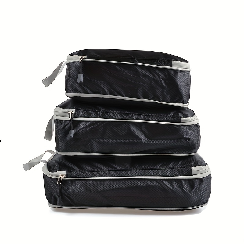 3個の旅行用荷物パッキングキューブ、軽量のキャリーオン衣類バッグ、アウトドア旅行用のポータブル圧縮バッグ