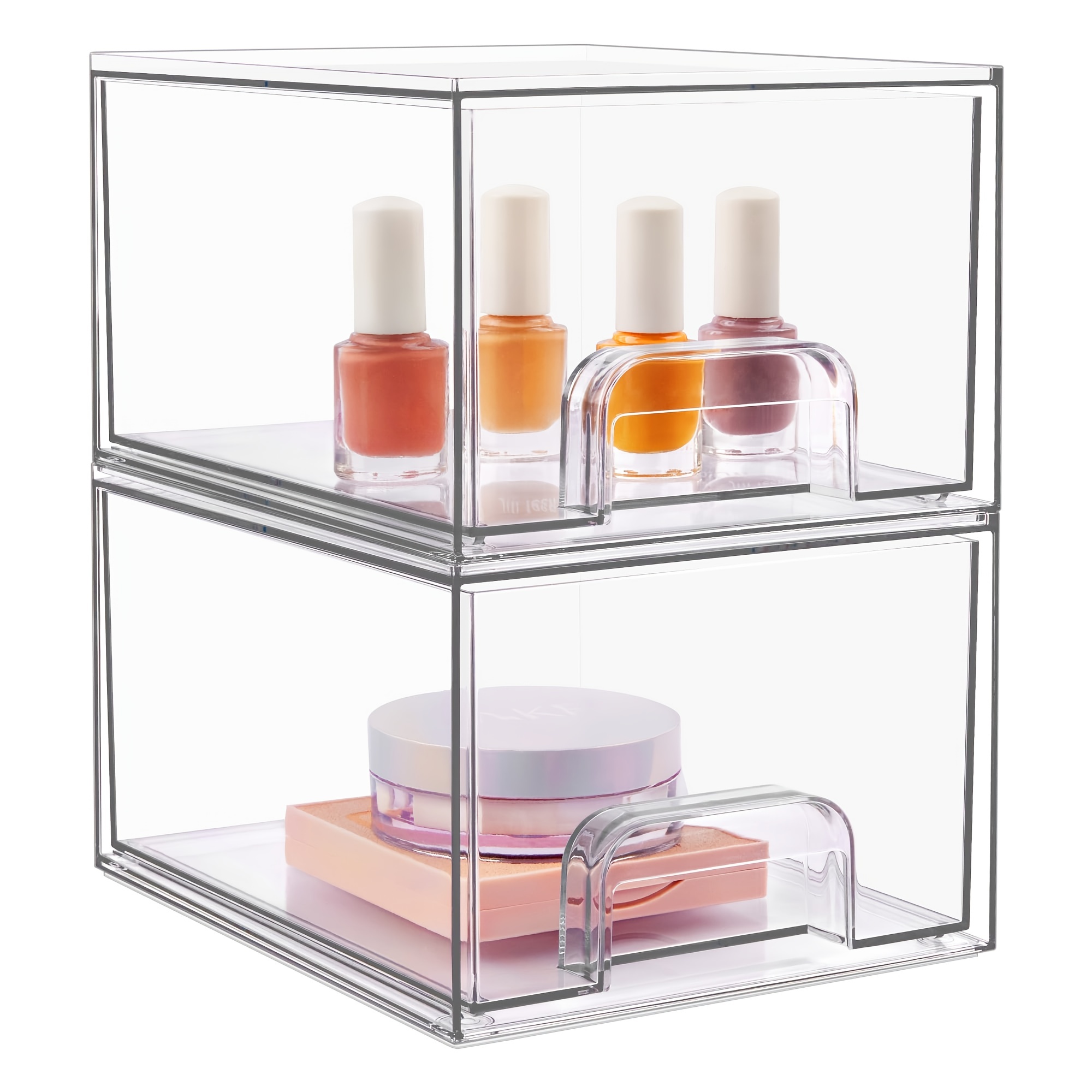 1pack Stackable Makeup Organizer Storage Drawers, Acrylic Bathroom  Organizers, Clear Plastic Storage Bins For Vanity, Undersink, Kitchen  Cabinets, Pantry Organization and Storage