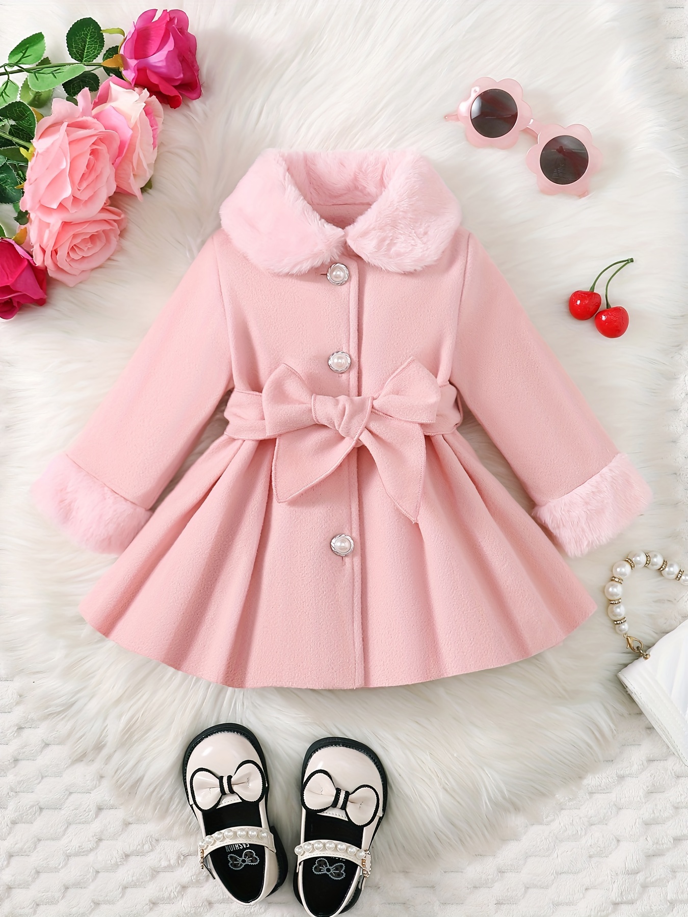 Toddler Baby Girls Winter Fall Stylish Tweed Dress Coat - Temu