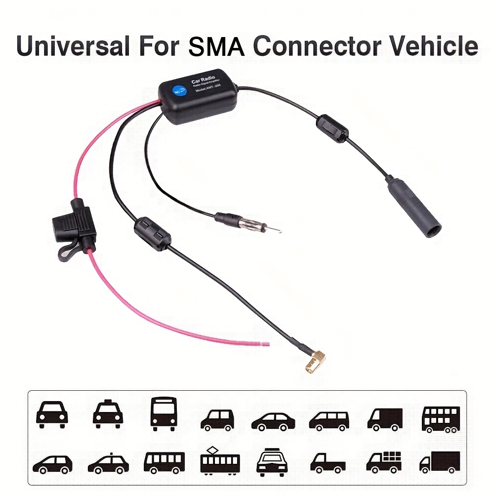 Antenne de voiture Dab + Radio Sma Plug Adaptateur Auto Truck Antenne 1,5  mètre Longueur de câble Voiture Véhicule Bateau Rv Signal Améliorer  Dispositif