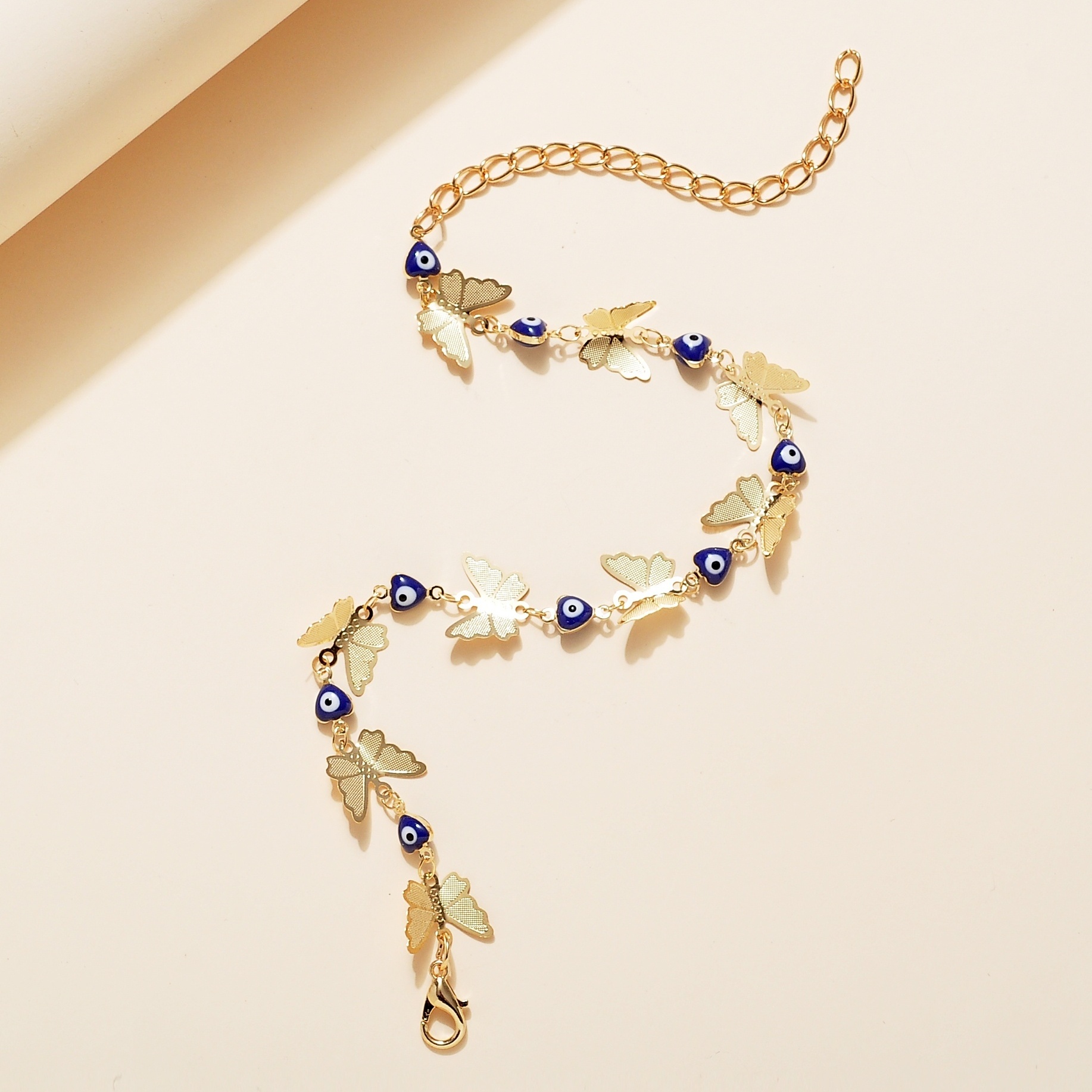Butterfly and Devil's Eye Copper Chain Anklet