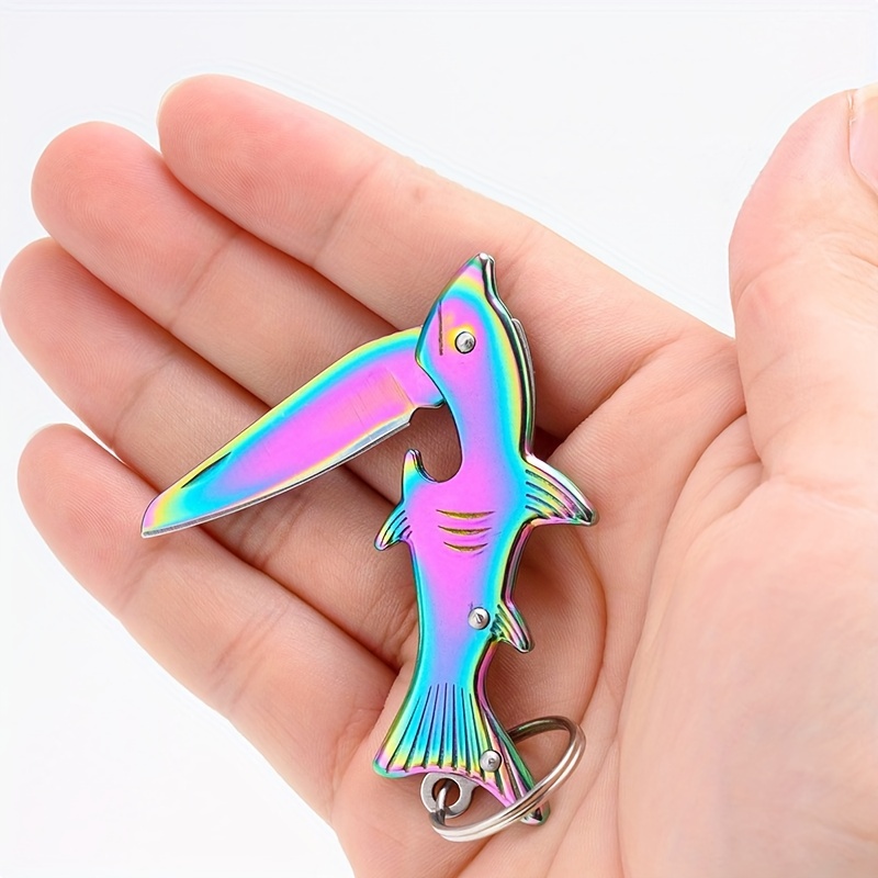 Fish Shaped Mini Pocket Knife Keychain, Self-defense Carry-on Disassembly  Express Keychain, Folding Fruit Knife Keychain - Temu