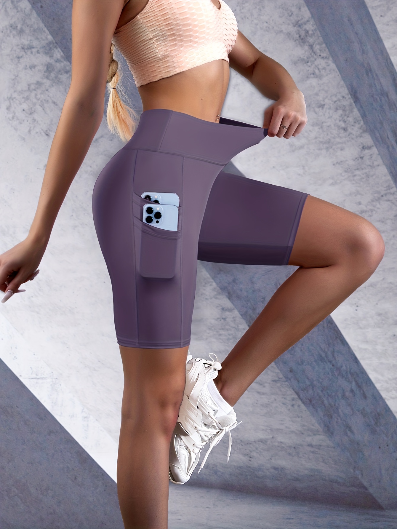 Blue Biker Short Length Volleyball Tights & Leggings.