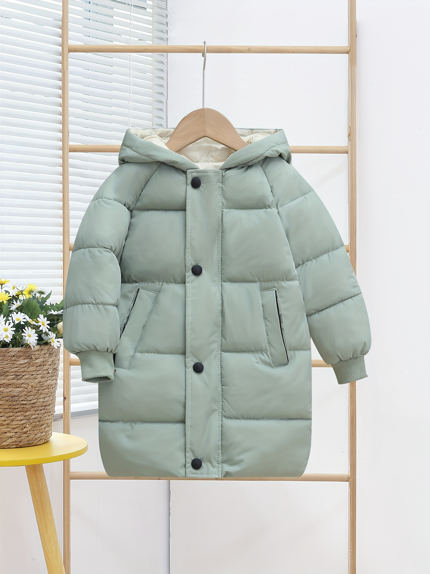 Warm & Cosy Solid Hooded Raglan Long Parka Coat With Pockets