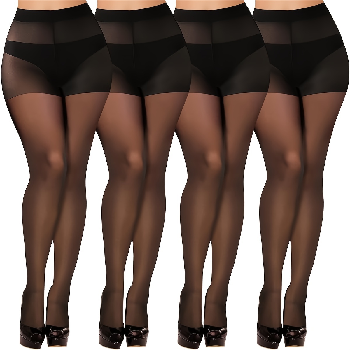 Luiwoon Super Durable Plus Size Tights, High Waist Control Top