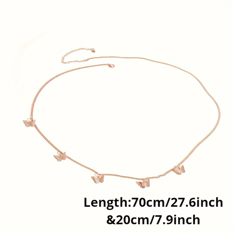 Butterfly Pendant Waist Chain Elegant Golden Silvery Metal - Temu