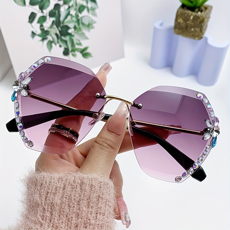 Oversized Rimless Fashion Sunglasses Women Men Round - Temu