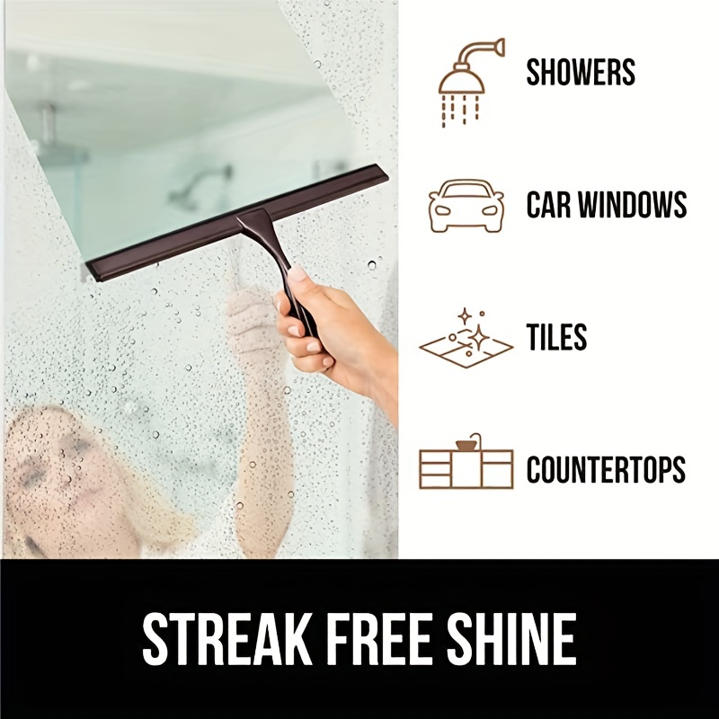 Stainless Steel Bathroom Shower Glass Cleaner Window Squeegee Wiper with  Hook