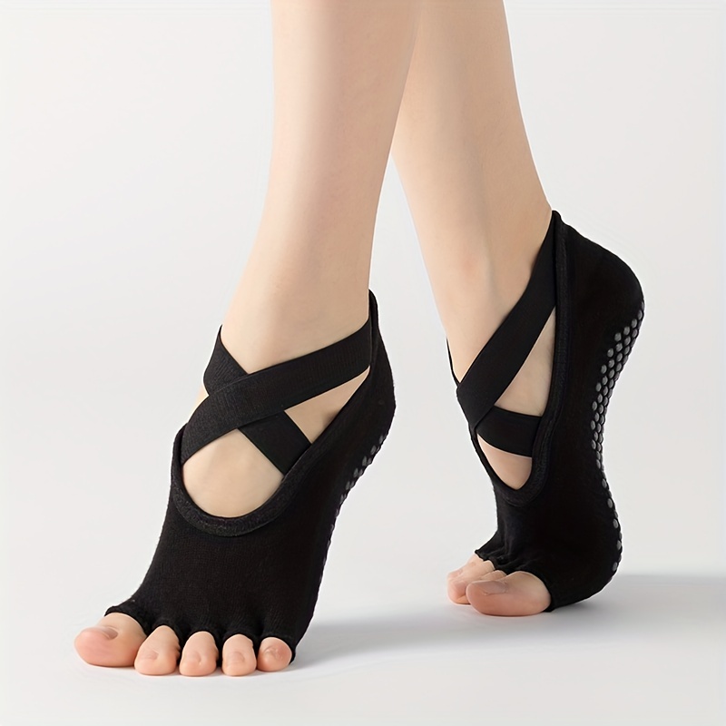 1pair Summer Gradient Fashionable Mid-calf Yoga Socks Non-slip Women Sports  Fitness Pilates Socks