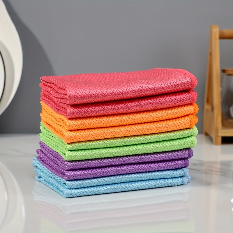 5PCS Microfiber Thick Kitchen Towel Dishcloth Household Kitchen Rags Gadget  Non-stick Oil Table Cleaning Wipe Cloth Scouring Pad - AliExpress