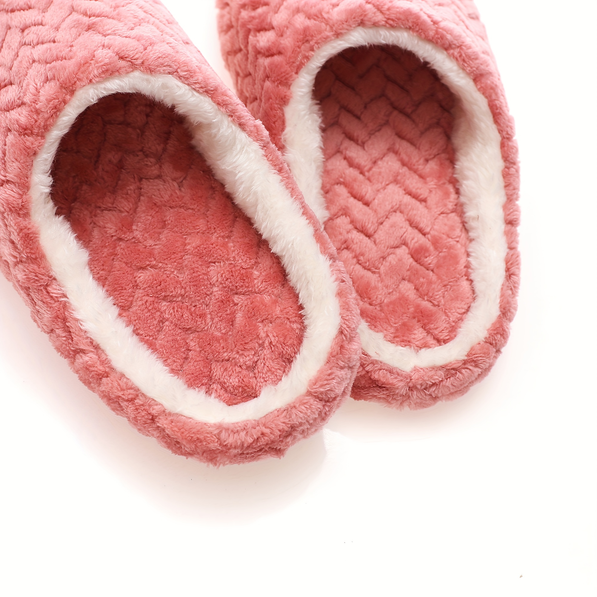 Solid Color Plush Winter Slippers, Closed Toe Soft Sole Slip On Shoes, Winter Warm Home Floor Slippers