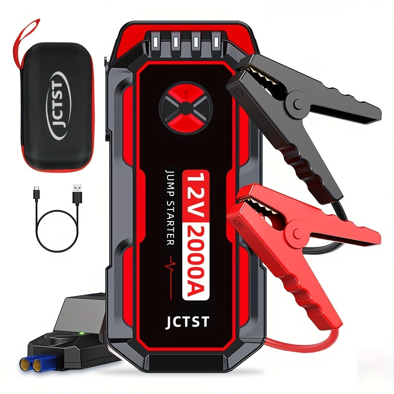 

Jctst Jump Starter Car Battery 2000a Portable Jump Starters For Up To With Booster Function12v Lithium Jump Pack With Smart Safety Clamp