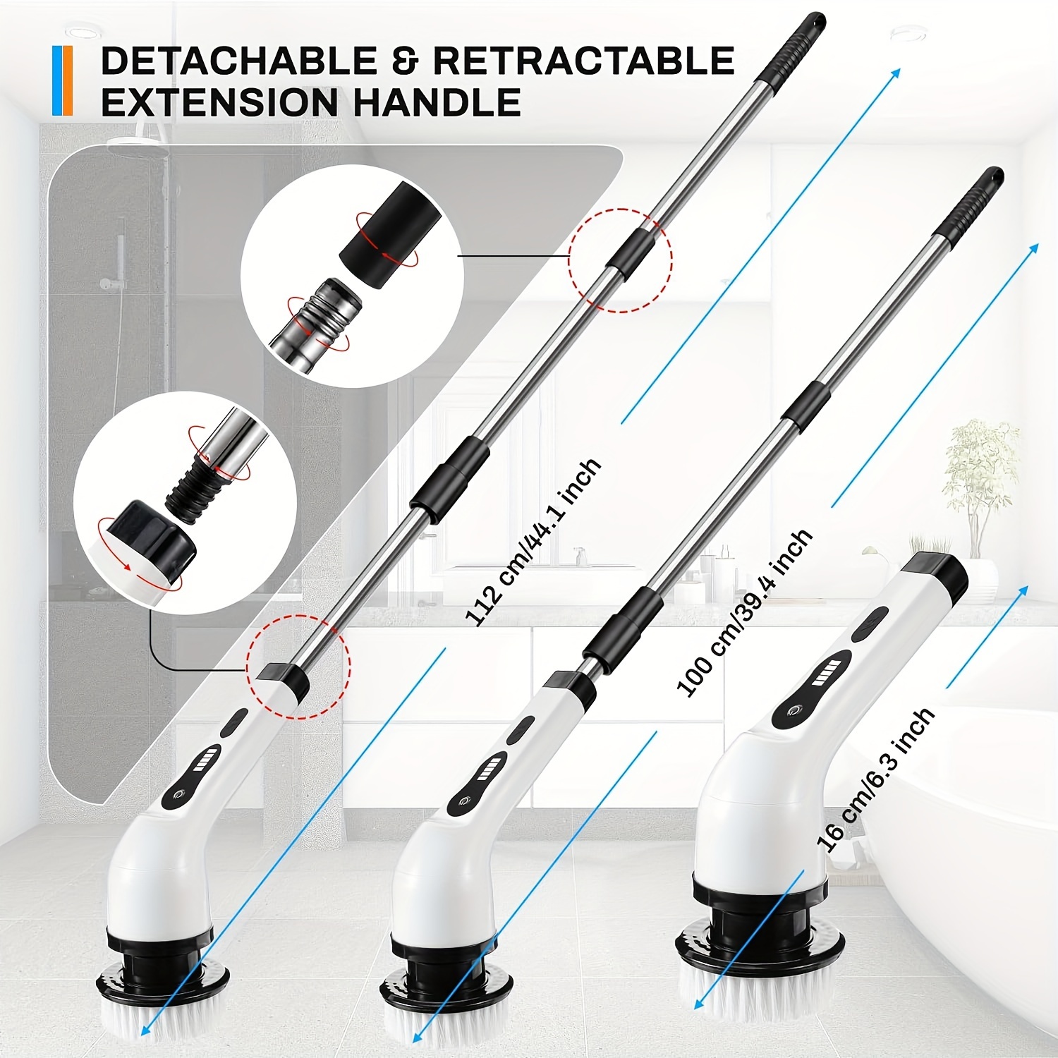 7 in 1 Electric Cleaning Brush: Long Handle Retractable - Temu