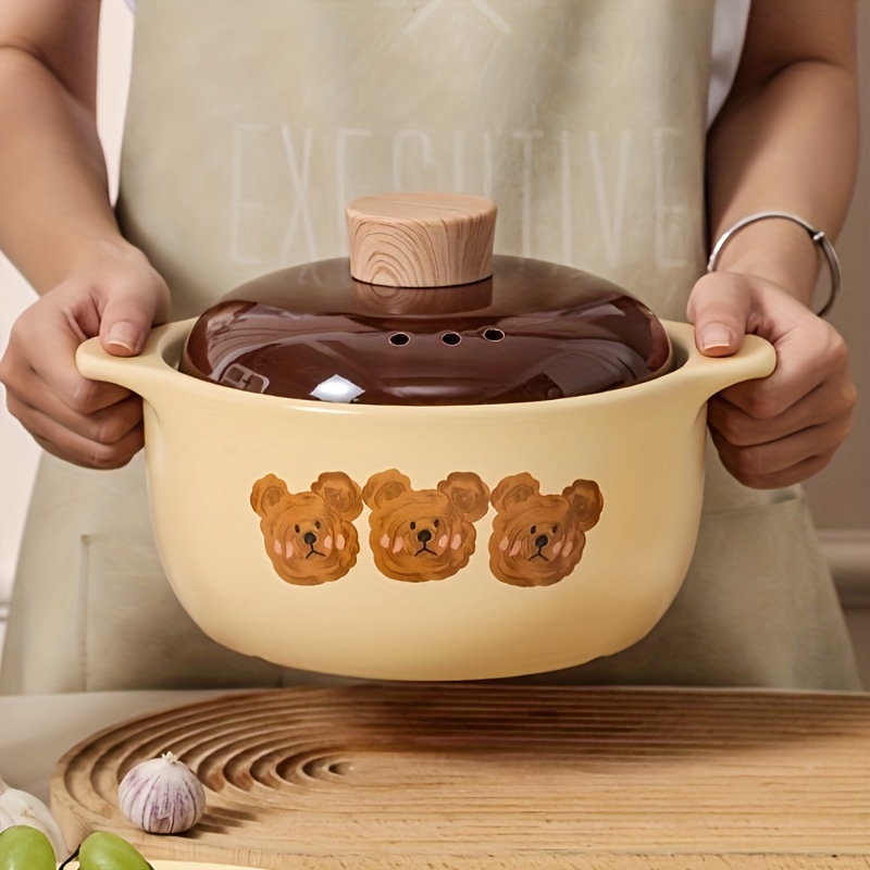 Cute Bear Animal Ceramic Casserole Household Stew Pot Soup - Temu