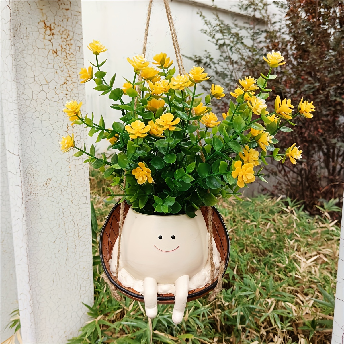 Pot de fleur suspendu créatif, balançoire, jardin, cour, aménagement  paysager, joli visage souriant, pot de fleur décoratif - Cdiscount Maison