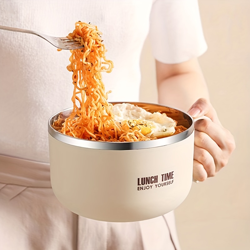 Stainless Steel Instant Noodle Bowl Double-layer Student Canteen