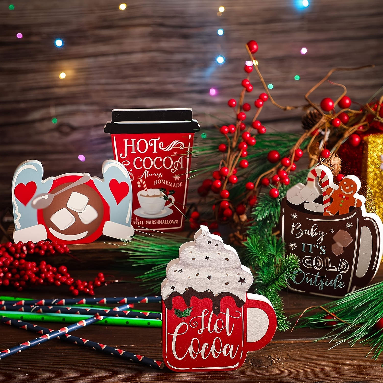 Custom Signs Personalized Christmas Winter Hot Cocoa Bar - Temu