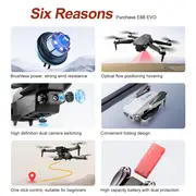 e88 evo remote control hd dual camera drone with dual three batteries brushless motor headless mode optical flow positioning smart follow track flight christmas halloween thanksgiving gifts details 2