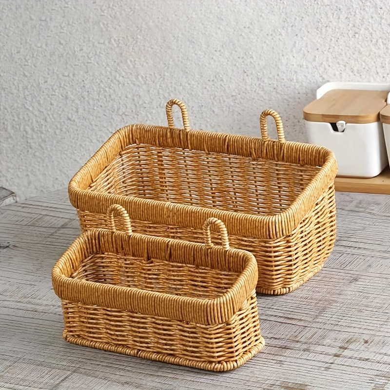 Rattan Fruit Basket Woven Wicker Storage Baskets Container Organizer for  Home