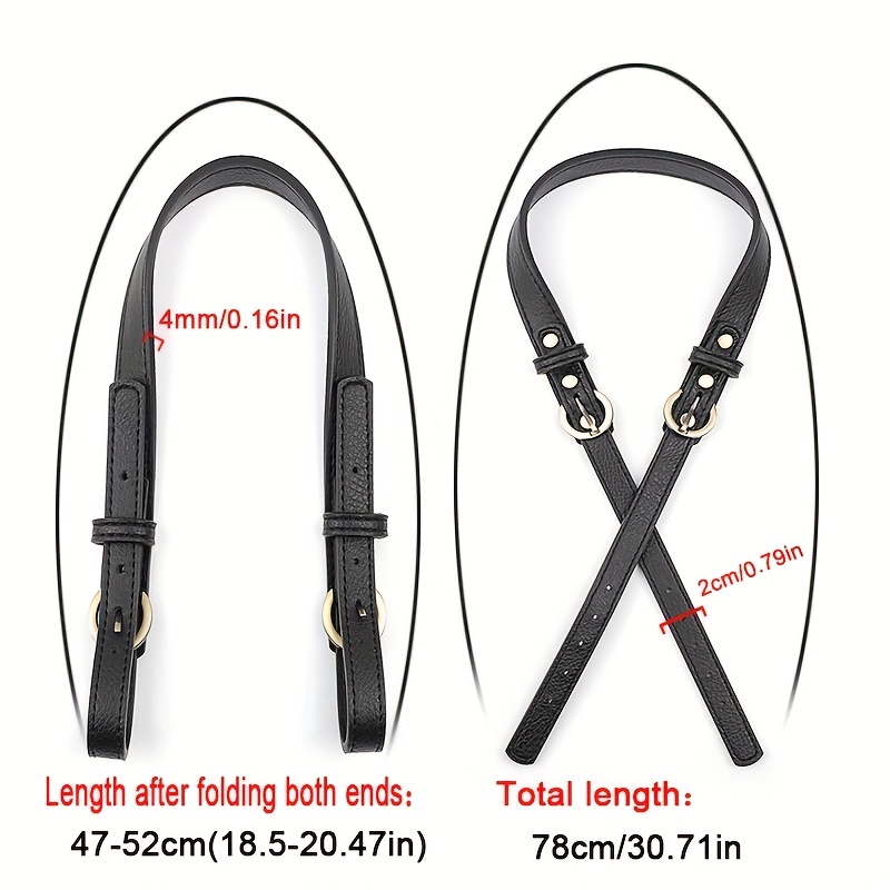 Black Pressure Purse Strap Replacement Adjustable Pu Leather - 47 Inch Long  for Handbag Shoulder Bag (Wide 1.1 cm)