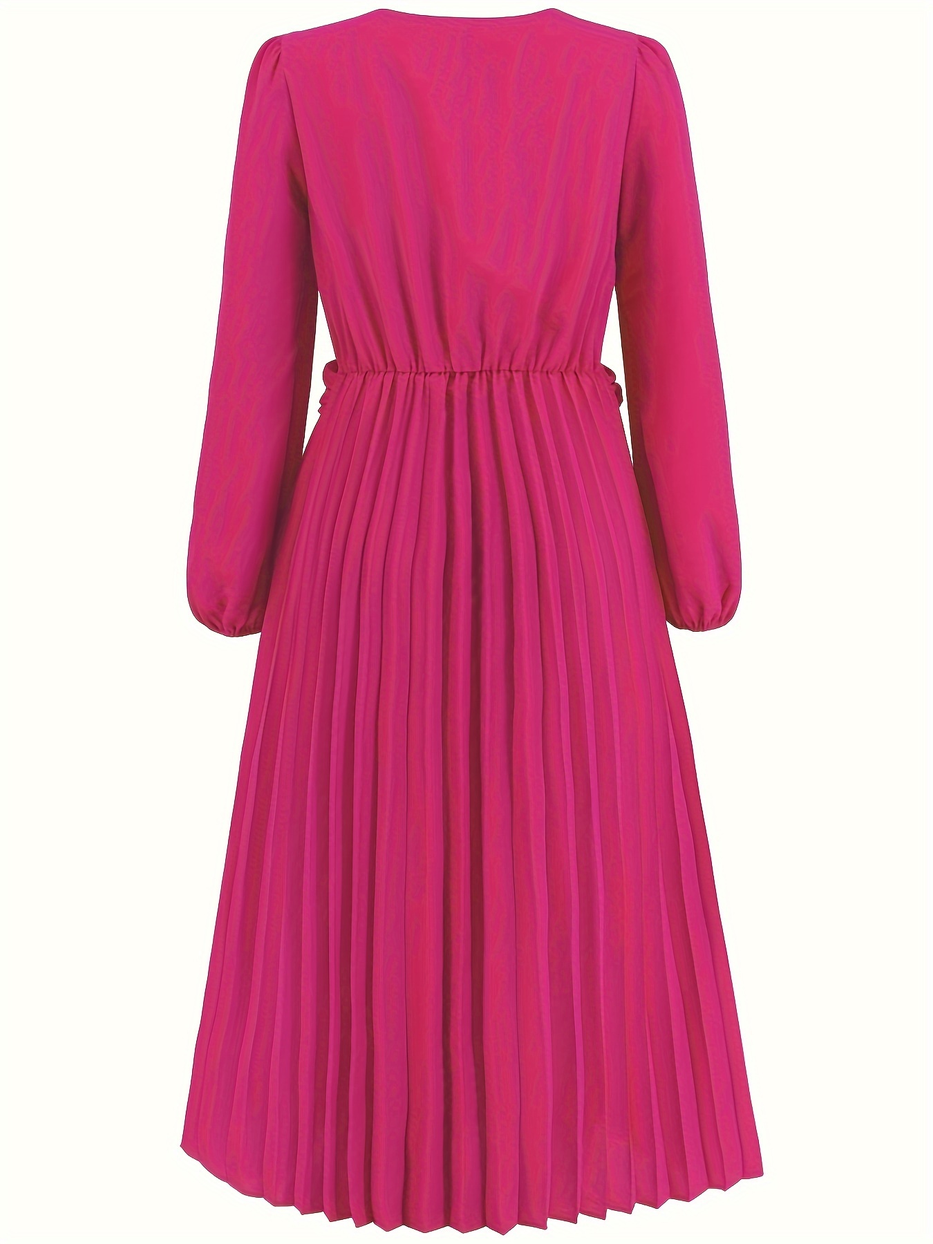 Twist Front Pleated Dress Elegant V Neck Long Sleeve Dress - Temu