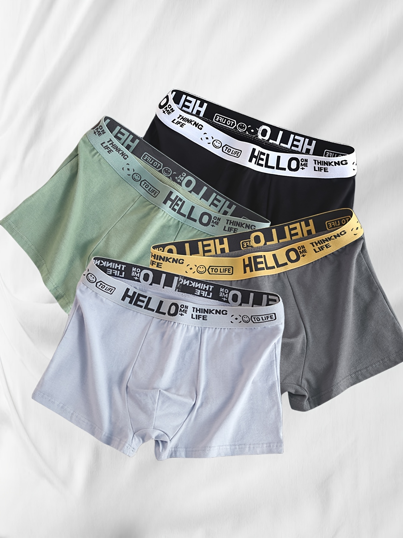 Men's Underwear 'hello' Print Antibacterial Crotch - Temu Canada
