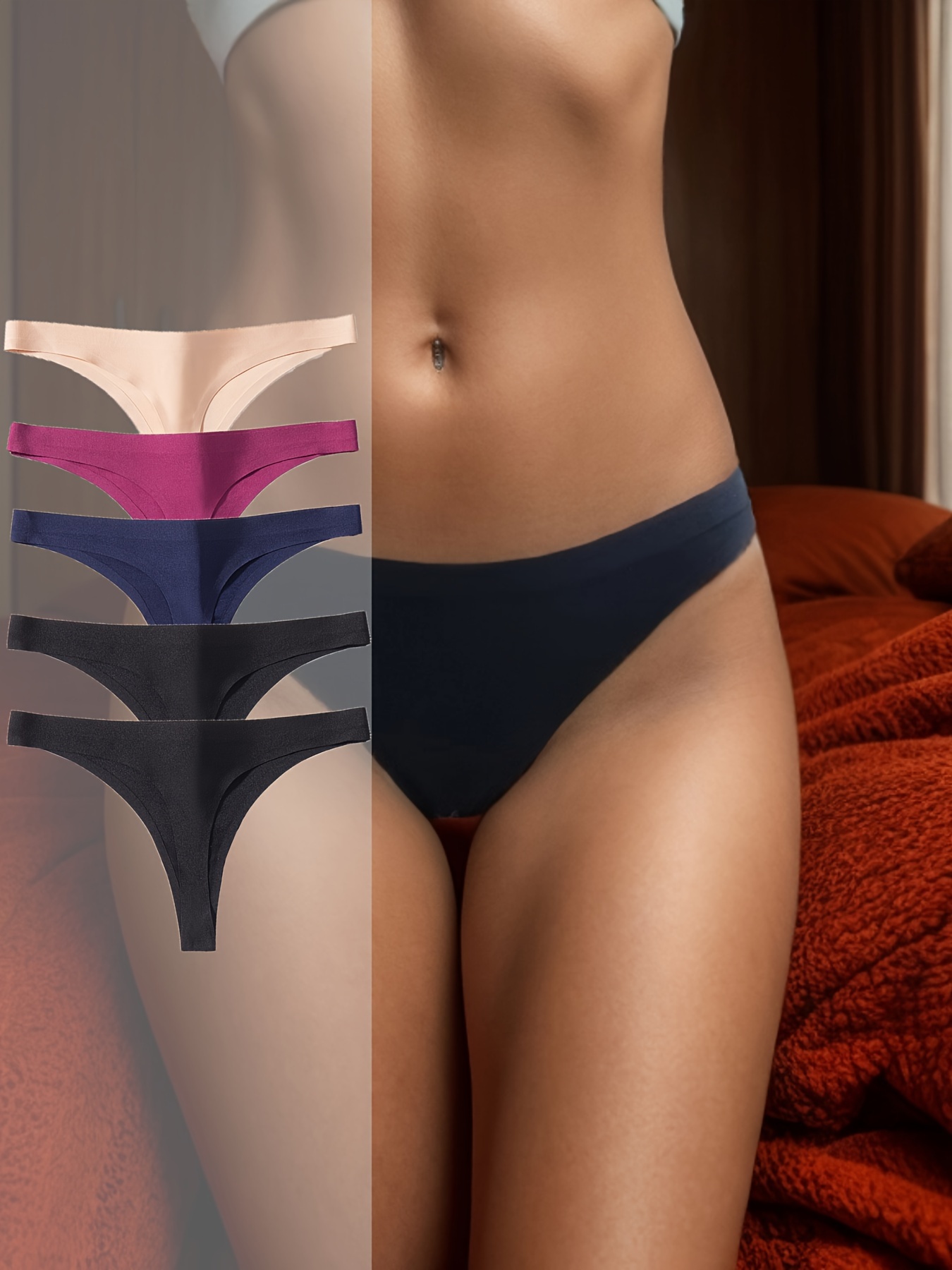 5PCS/Set Cotton Thongs Seamless Women's panties Sexy Low Waist G