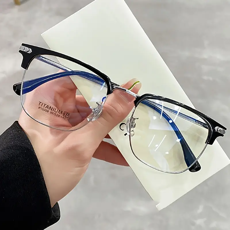 Blue Light Blocking Classic Square Clear Lens Glasses For Women Men  Students, Titanium Metal Spectacles Frame Glasses - Temu United Arab  Emirates