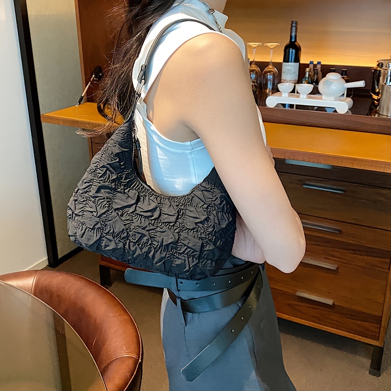 Cloud Pleated Crescent Bag Cute Ruched Shoulder Hobo Bag Womens Casual Cute Handbag  Purse, Quick & Secure Online Checkout