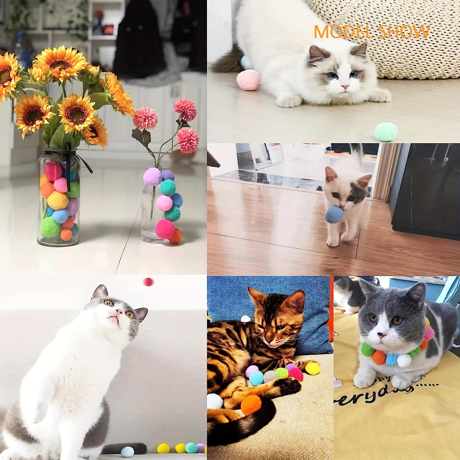 Soft Pom Pom Balls For Kittens Plush Toy Balls For Training - Temu