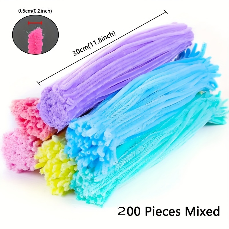 200 Pieces Pipe Cleaners Craft Supplies, Multi-Color Chenille