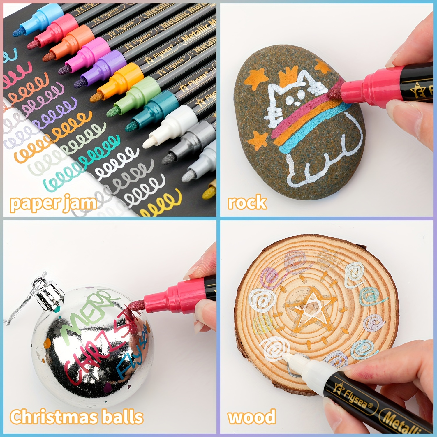 12pcs Acrylic Glitter Markers Paint Pens, Rock Painting Pens Markers  Metallic Art Marker For Kids Adults Card Making Painting Glass Ceramic Wood  Canvas School Supplies Crafts