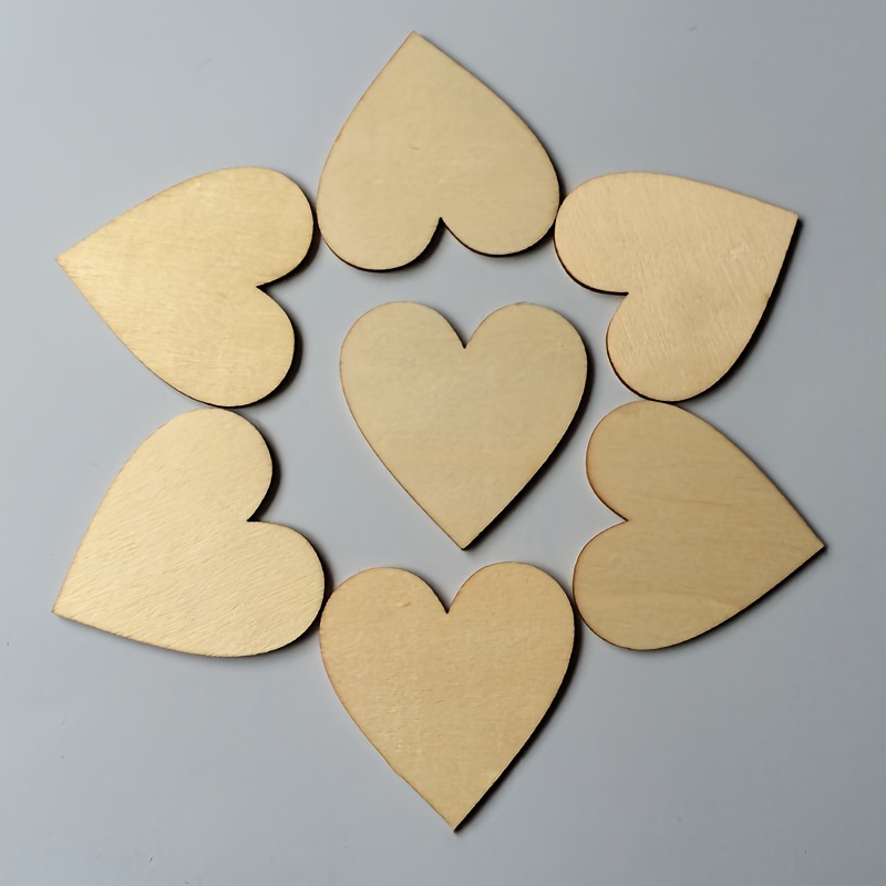 Wood Hearts Crafts Diy Blank Wooden Heart Shape Ornaments - Temu