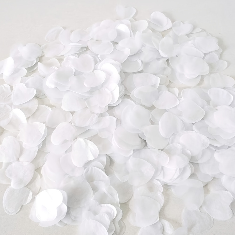 

1/2pcs, White Tissue Heart-shaped Colored Paper Scraps -1 Bag 5g-1500 Sheets, 2.5cm In Size, Suitable For Weddings, Parties, Balloon Filling, Or Table Decoration