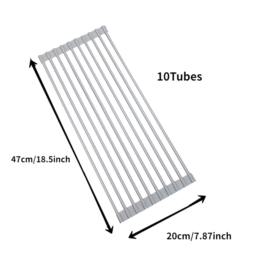 1pc Roll Up Dish Drying Rack, Over The Sink Dish Drying Rack, Kitchen  Rolling Dish Drainer, Foldable Sink Rack Mat, Stainless Steel Wire Dish  Drying R