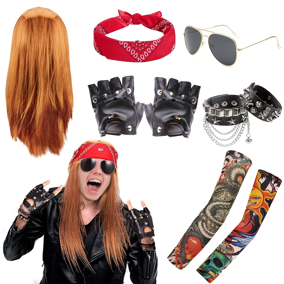  80s Costumes for Women and Kids, Plus Size 80s Halloween  Costumes Set with Accessories Tutu, 1980s Rock Star Outfit for Girls : Toys  & Games