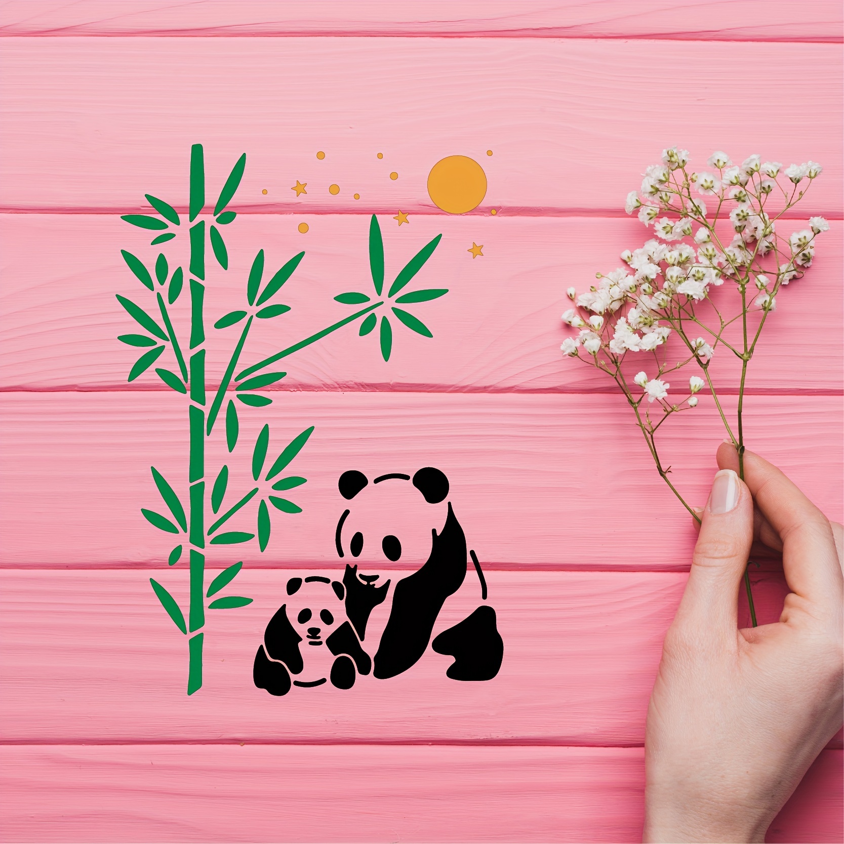 3pcs Panda Stencil, A4 Size Panda Mother With Bamboo Stencils For Wood  Carving Drawings Engraving Scrapbooking Journal Project DIY Painting