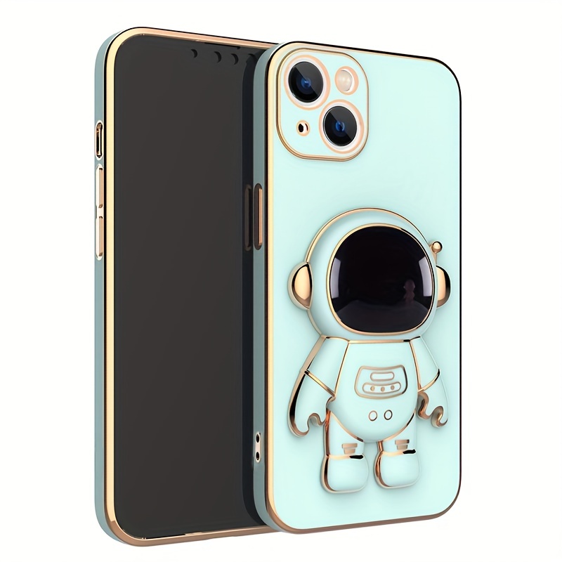 plating phone case with astronaut phone holder phone grip hidden stand shockproof slim protective cove anti fall sleeve phone case camera lens all inclusive protecion phone soft shell for iphone7 8 11 12 13 14 x xr xs plus pro pro max se2 mini series details 8