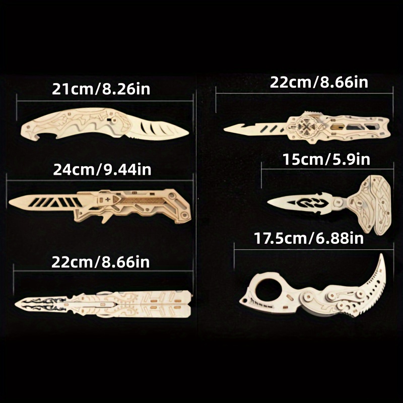 Wooden Diy Folding Spring Knife Toy Non Finished Creative 3d - Temu