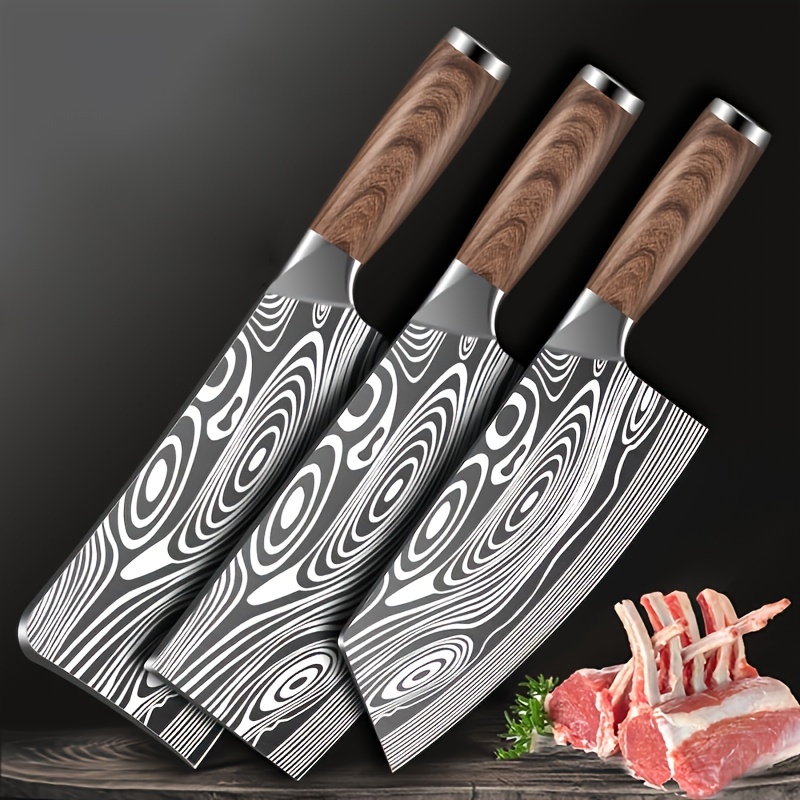 1-10 PCS Sharp Chef Knife Set Laser Damascus Pattern Kitchen Knife