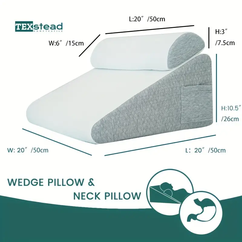 2pcs Memory Foam Bed Wedge Pillow Set for Back, Leg, and Knee Pain