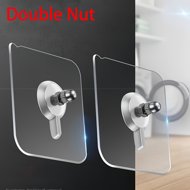 Non punching Double Nut Hooks Shelf Adhesive Hooks Clear - Temu Canada