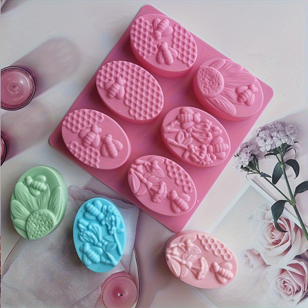 

1pc Oval Bee Silicone Soap Mold Diy Aromatherapy Handicraft Making Soap Mold Candle Mold