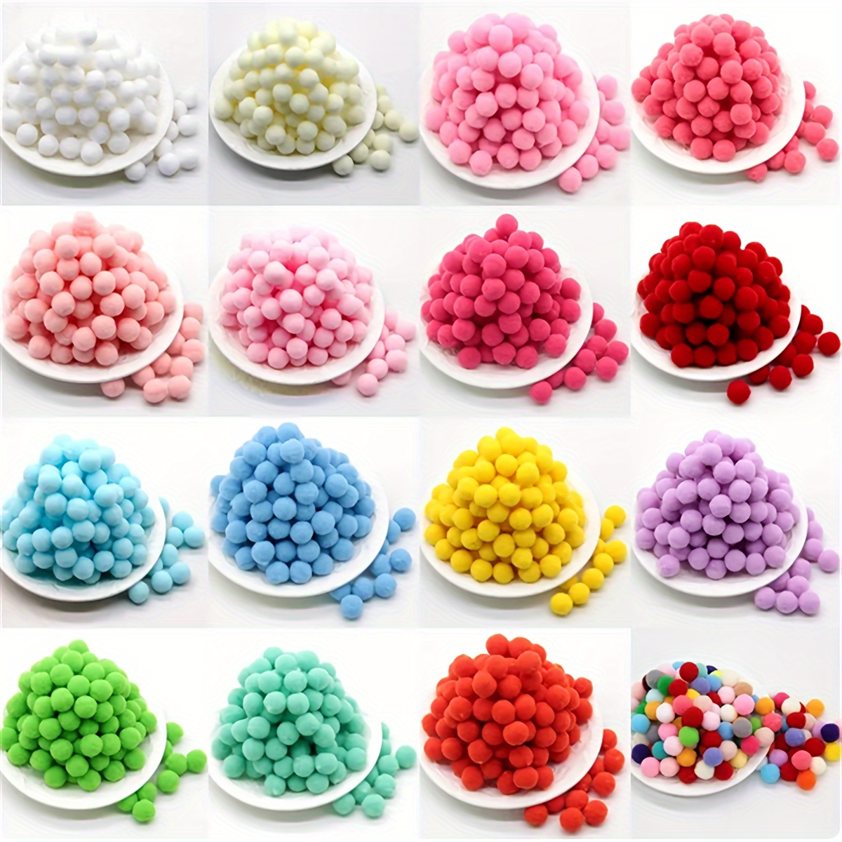 

10/15mm Pompom Mixed Pompom Balls High Hand- Large Craft Pompoms Diy Handmade Doll