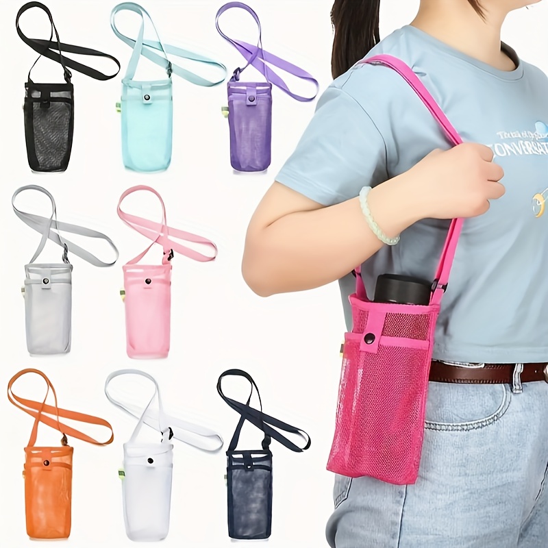 Water Bottle Bag For Tumbler With Handle, Cup Accessories With Adjustable  Shoulder Strap For Travel Hiking - Temu