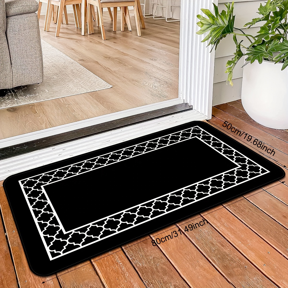 1pc Bathroom Rugs Non Slip Geometric Farmhouse Bath Mat - Temu