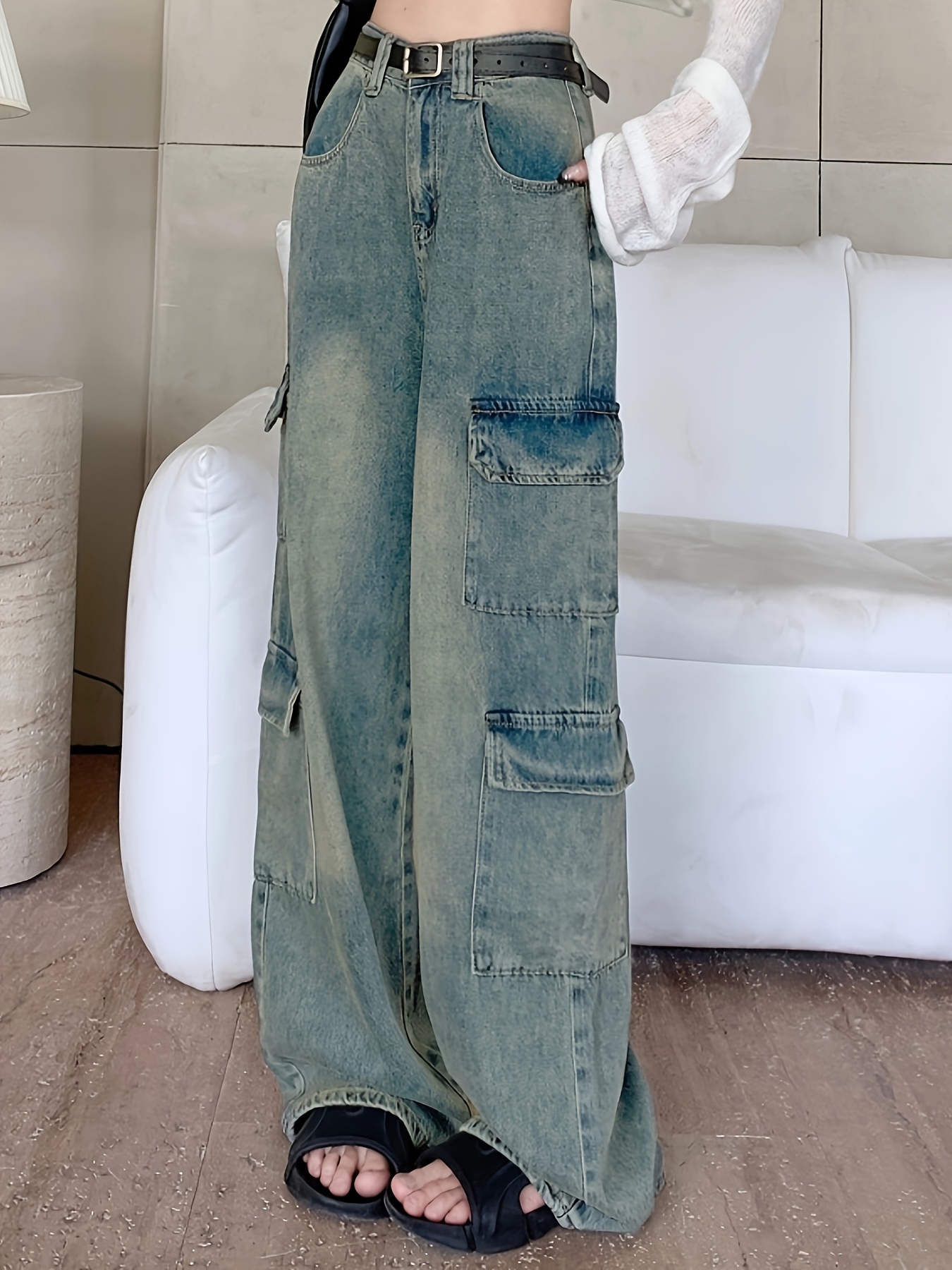 Mericiny Women Side Pocket Baggy Jeans High Waisted Wide Leg Baggy Jeans  Trousers Y2K Streetwear Cargo Pants (A, S) : : Clothing, Shoes &  Accessories