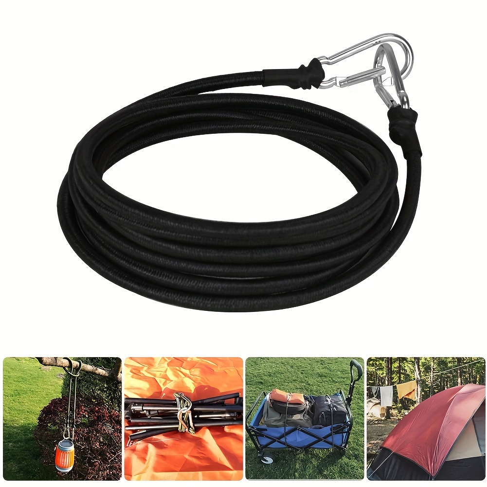 Spider Adjustable Bungee Cord with Hook and Carabiner Â Heavy Duty Tie Down Bungee Straps for Camp